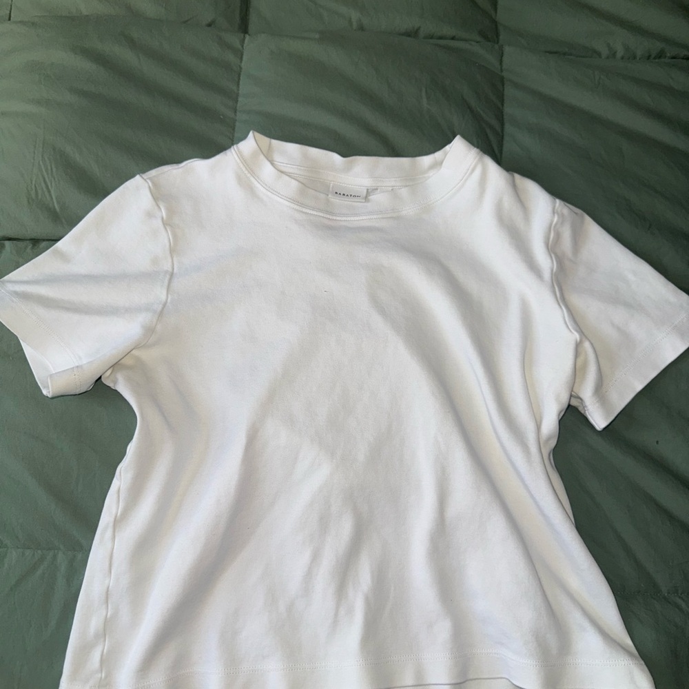 Aritzia White Short Sleeve Crew Neck Tee